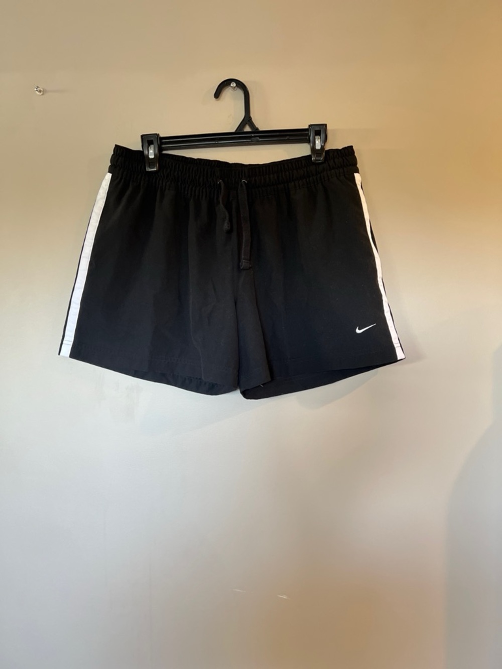 Nike Black Athletic Shorts with White Side Stripes